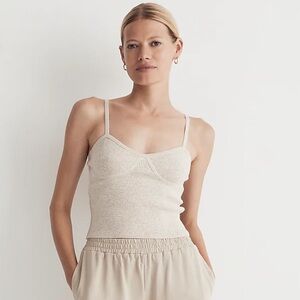 Corset-Detail Crop Sweater Tank Tan Medium